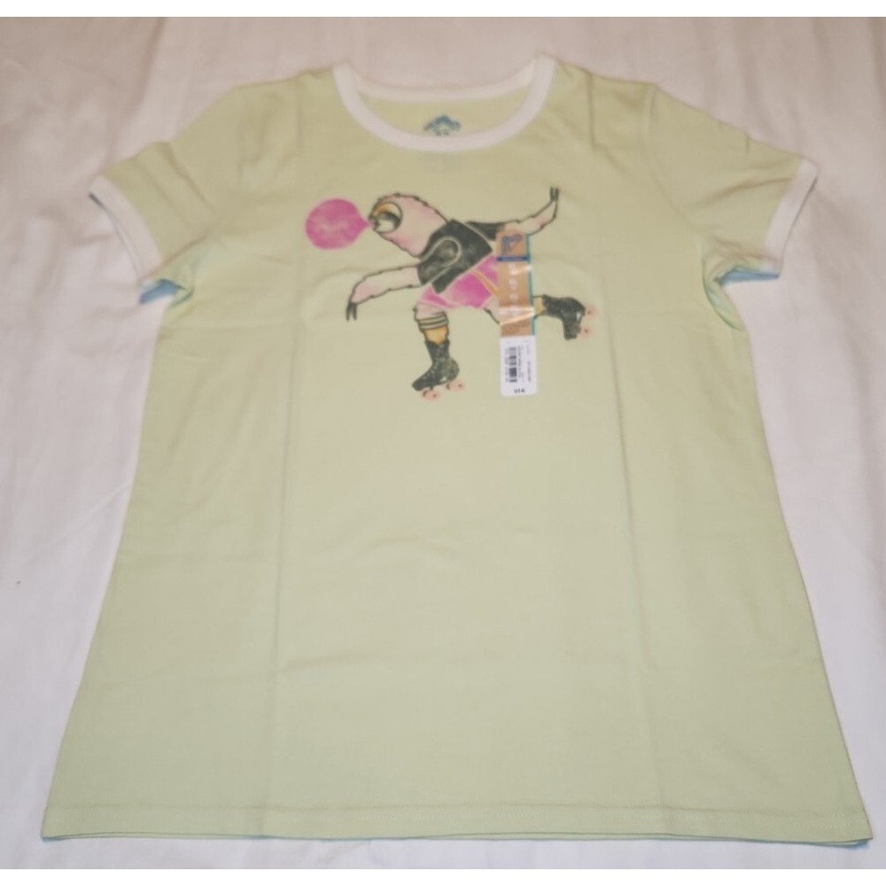 Thereabouts Kids XL 16 Celery Sprig Sloth Roller Skating Ringer Graphic T-Shirt